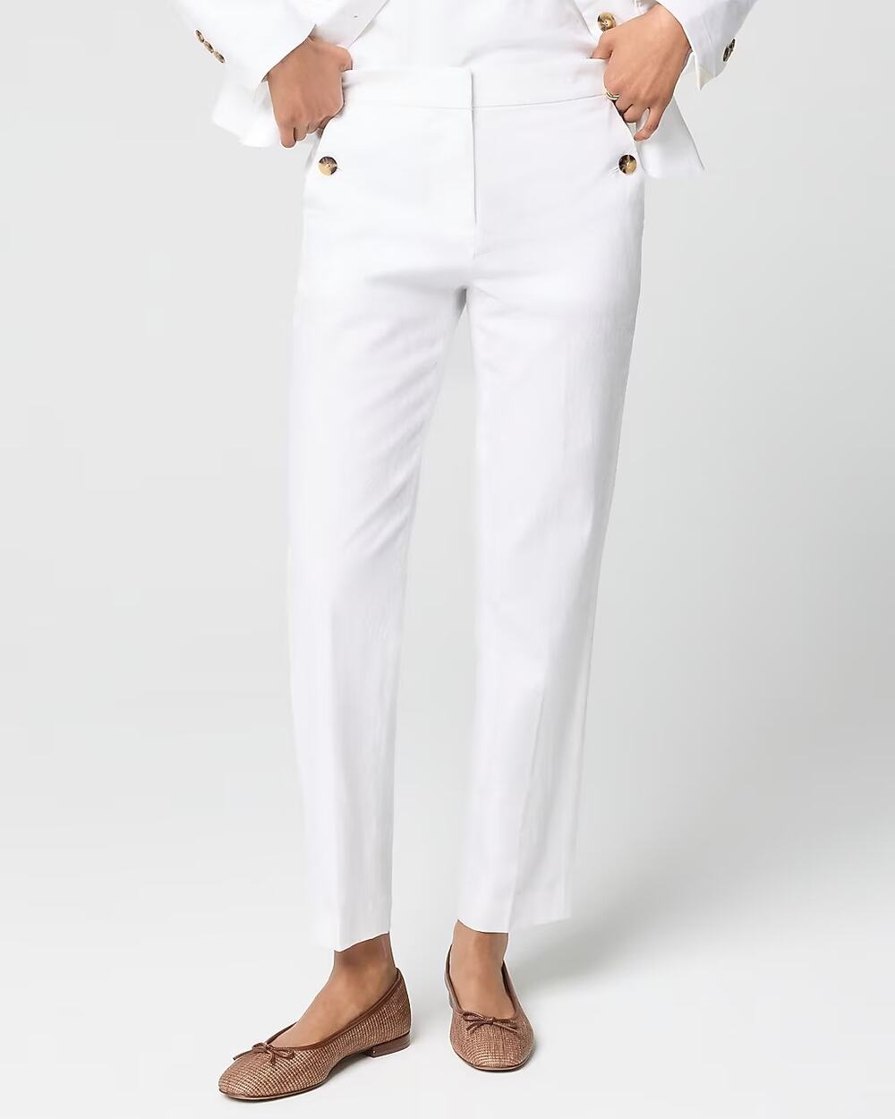J.Crew Linen-Cotton Blend  Sailor Pant, White,  Women Sz 8, New, Retail $99